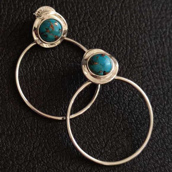 Robert Lee Morris Cabochon Gypsy Hoop SOHO Earrings - Picture 3 of 7